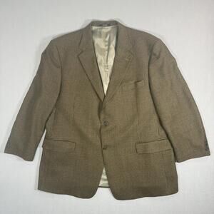 Vintage Hart Schaffner Marx Tweed Blazer USA Mens 50R Brwn Glen Plaid Wool 2 BTN